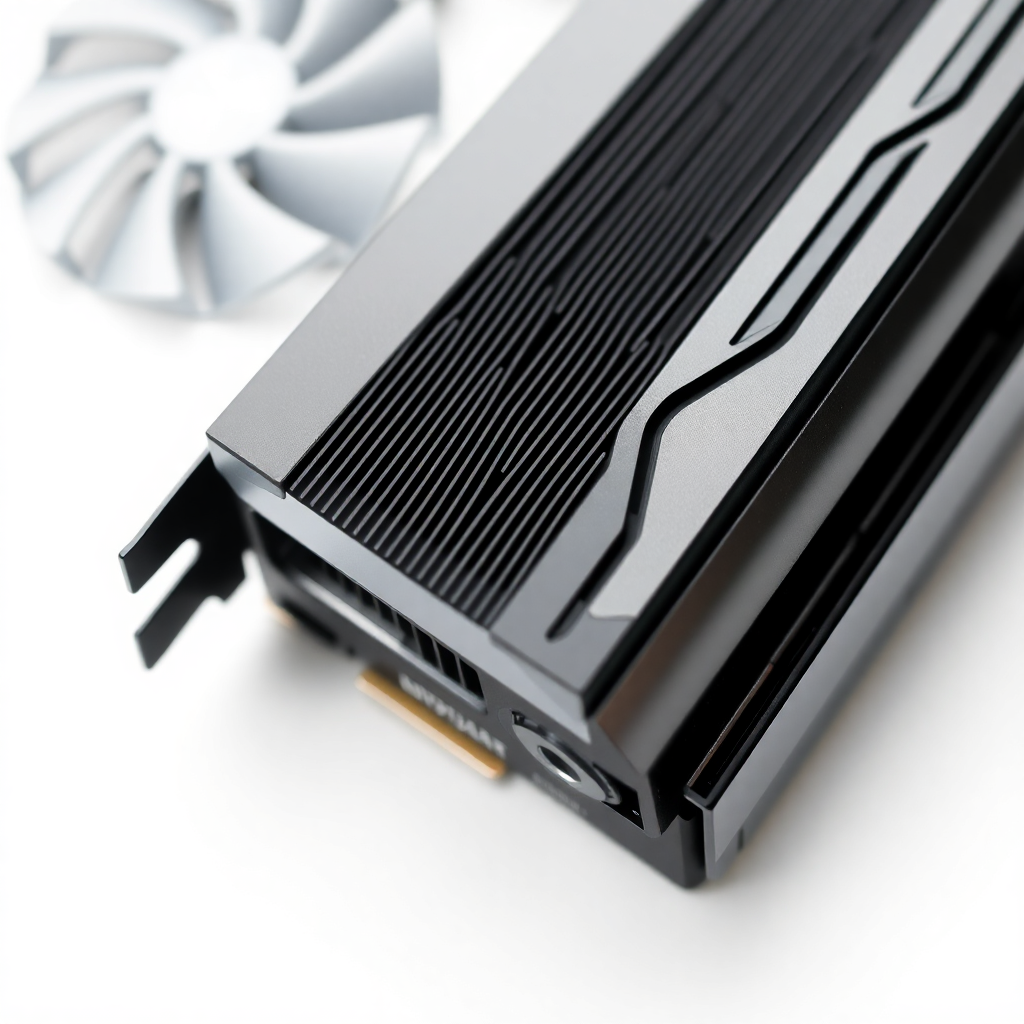 NVIDIA RTX A6000 GPU card close-up, professional product photography, white background, high detail